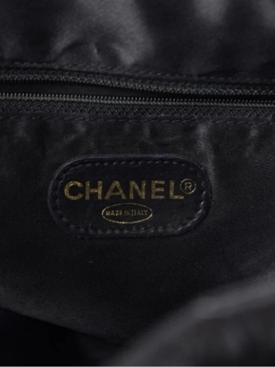CHANEL Black Quilted Leather Backpack with Gold CC Emblem - Picture 6 of 8